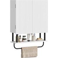 HOMCOM Modern Bathroom Wall Cabinet with 2 Wavy Doors in White
