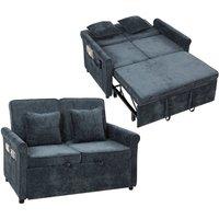 HOMCOM 2 Seater Sofa Bed, 3-in-1 Convertible Pull Out Sofa Bed, Dark Blue