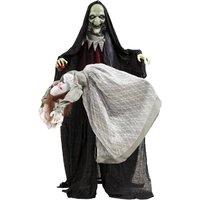 HOMCOM Halloween Animated Standing Witch with Floating Ghost Decoration