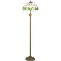 HOMCOM Tiffany-Style Floor Lamp with Glass Shade, Bronze Tone & Green | Size: Large