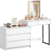 HOMCOM Vanity Makeup Desk LED Mirror Bedroom White