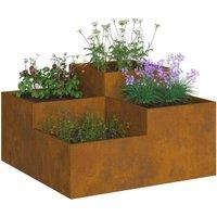 Berkfield Home Modern Garden Planter 100x100x48 cm Weathering Steel | Size: 100 x 100 x 48 cm