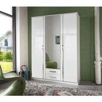 KDMD Trio 3 Door Mirrored Wardrobe in Gloss White with Drawers