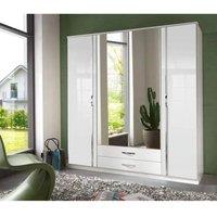 KDMD Trio 4 Door Mirrored Wardrobe in Gloss White with Drawers