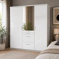 KDMD Aachen White 3 Door 135cm Wardrobe with Mirror