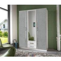 KDMD Duo Matt White & Grey 3 Door 135cm Wardrobe with Mirror
