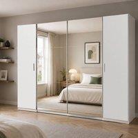 KDMD Lotto 315cm 4 Door Mirrored Sliding Wardrobe in Matt White