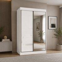 KDMD Pacific 150cm Gloss White Sliding Door Wardrobe with Mirror