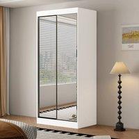 KDMD Oracle 100cm Full Mirror Sliding Door Wardrobe in White