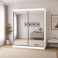 KDMD Oracle 200cm Full Mirror Sliding Door Wardrobe in White