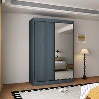 KDMD Berlin 150cm Dark Grey Sliding Door Wardrobe with Mirror Panel