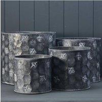 KDMD Set of Four Vintage Cylinder Bee Zinc Planters in Grey