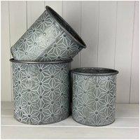 KDMD Embossed Daisy Designed Planters Set of 3 in Grey