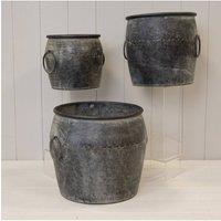 KDMD Set of Three Rounded Tub Planters in Grey