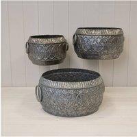 KDMD Set of Three Patterned Bowl Planters in Grey