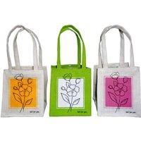KDMD Colourful Flower Outline Jute Plant Bags 12 Bags