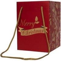 KDMD Jolly Holly Merry Christmas Tall Hand Tie Gift Bag in Red