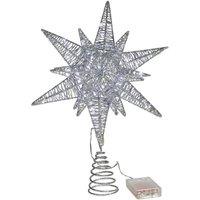 KDMD Silver Light Up Star Tree Topper 39cm