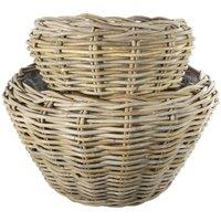 KDMD Natural Round Rattan Baskets Set of 2