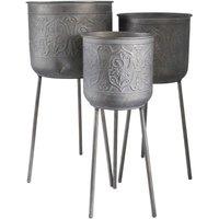 KDMD Grey Creation Legacy Zinc Planters on Stands Set of 3