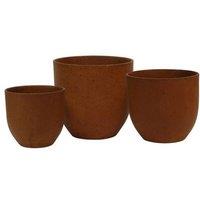 KDMD Hortus Classic Oxidized Planter - x 3 - H24 H20 H16cm in Dark Brown