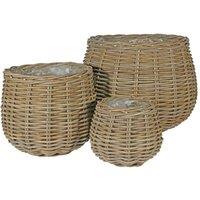KDMD Onion Baskets with Liners Set of 3 in Brown