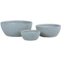 KDMD Hortus Indoor Ribbed Light Grey Low Bowl Planters Set of 3