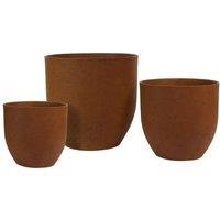 KDMD Hortus Classic Oxidized Planter - x 3 - H34 H31 H27cm in Dark Brown