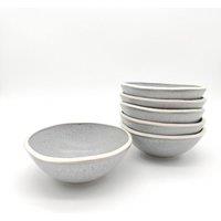 Glim & Glam Reactive Grey Glaze Dinnerware Nordic Pebble 6 Cereal Bowls 6.5