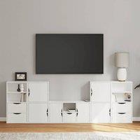 Berkfield Home 5 Piece TV Units with Storage ODDA White Solid Wood Pine
