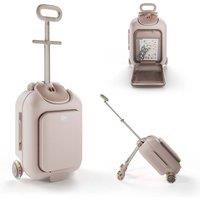 Kinderkraft CABBY 2 in 1 Childrens Hard Shell Suitcase With Seat Cabin Size in Rose Gold