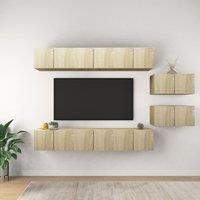 Berkfield Home TV Cabinets 8 pcs Sonoma Oak Engineered Wood in Brown