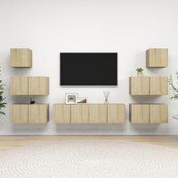 Berkfield Home 8 Piece TV Cabinet Set Sonoma Oak Engineered Wood in Brown