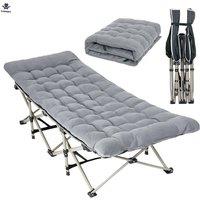 NESTLUNE 176CM Camping Cot Portable Camping Bed in Grey