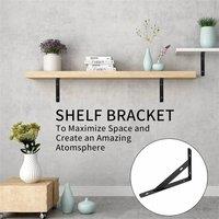 Nordara 6inch Heavy Duty L Shaped Stainless Steel Shelf Brackets Support in Black