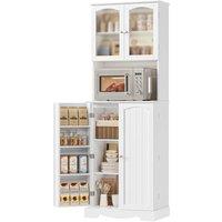 KORVIXA Tall Storage Cabinet with 4 Doors & Adjustable Shelves in White | Size: W900mm x H750mm
