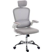KORVIXA Grey Ergonomic Mesh Office Chair with Adjustable Headrest for Home | Size: 100 cm x 100 cm