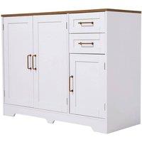KORVIXA White Buffet Sideboard Cabinet with 3 Doors & 2 Drawers for Kitchen | Size: 100 cm x 100 cm