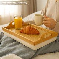 EONLION Serving Tray Wooden Lap Tray with Bean Bag Cushion in Brown | Size: 100 cm