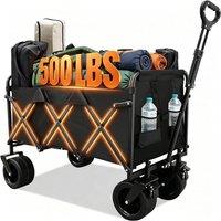 EONLION Shopping Camping Cart Folding Festival Wagon Garden Trolley in Black | Size: 100 cm