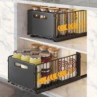 EONLION 2PCS Push-Pull Storage Shelf Single-Layer Carbon in Black | Size: 500mm
