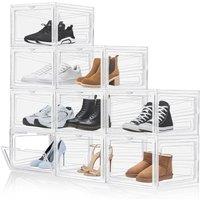 PAWNORA 9x Transparent Shoe Storage Boxes in Clear | Size: 100 cm x 15 cm