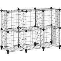 PAWNORA 6 Cube Wire Storage Organizer Shelving Unit Shelves in Black | Size: 100 cm x 15 cm