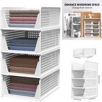 PAWNORA DAYPLUS Wardrobe Storage Organiser 4x Folding Closet in White | Size: 100 cm x 15 cm