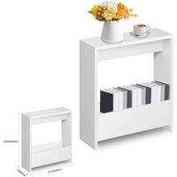 PAWNORA Small End Table Magazine Rack Shelf Narrow Bed Side in White | Size: 100 cm x 60 cm
