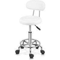 PAWNORA PU Leather Backrest Round Salon Stool in White | Size: 100 cm x 15 cm