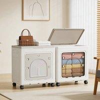 Kelvenix White 100L Rolling Collapsible Storage Bin - Stackable Organizer