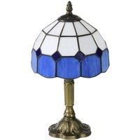 Kelvenix Stained Glass Table Lamp, Handmade Bedside Lamp in Blue