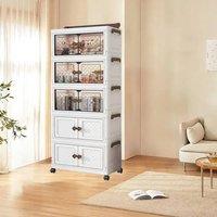 Kelvenix 5 Tiers-107*45*23CM Large Folding Storage Box Stackable Case Cabinet in White