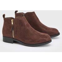 Dorothy Perkins Women's Maddy Side Zip Flat Ankle Boots in Chocolate | Size: 5